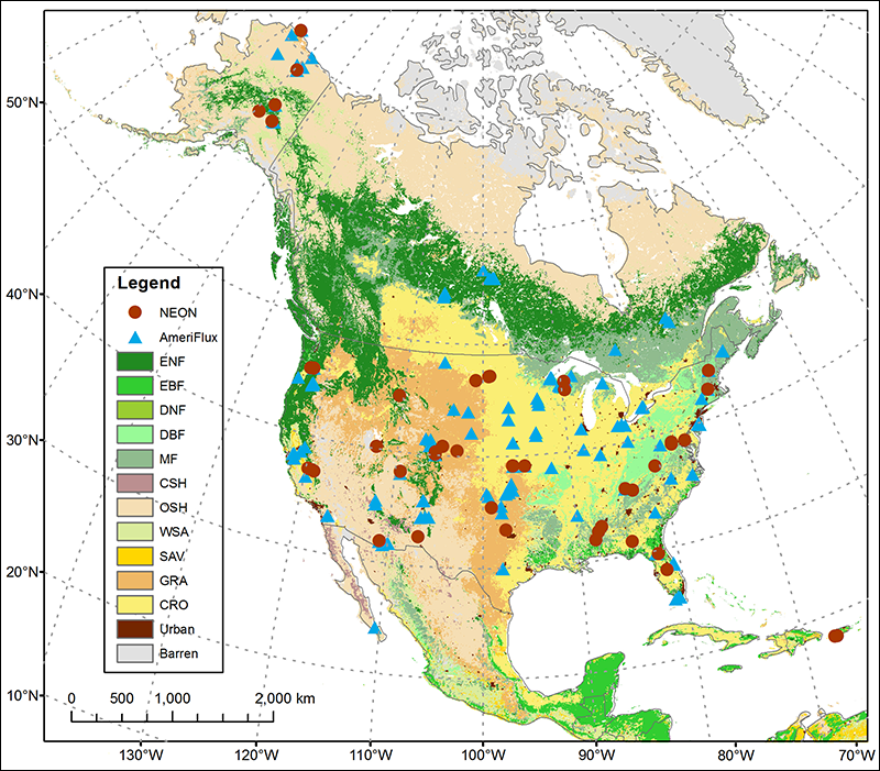 Land cover map based on Moderate Resolution Imaging Spectroradiometer (MODIS) instrument on NASA’s Terra satellite