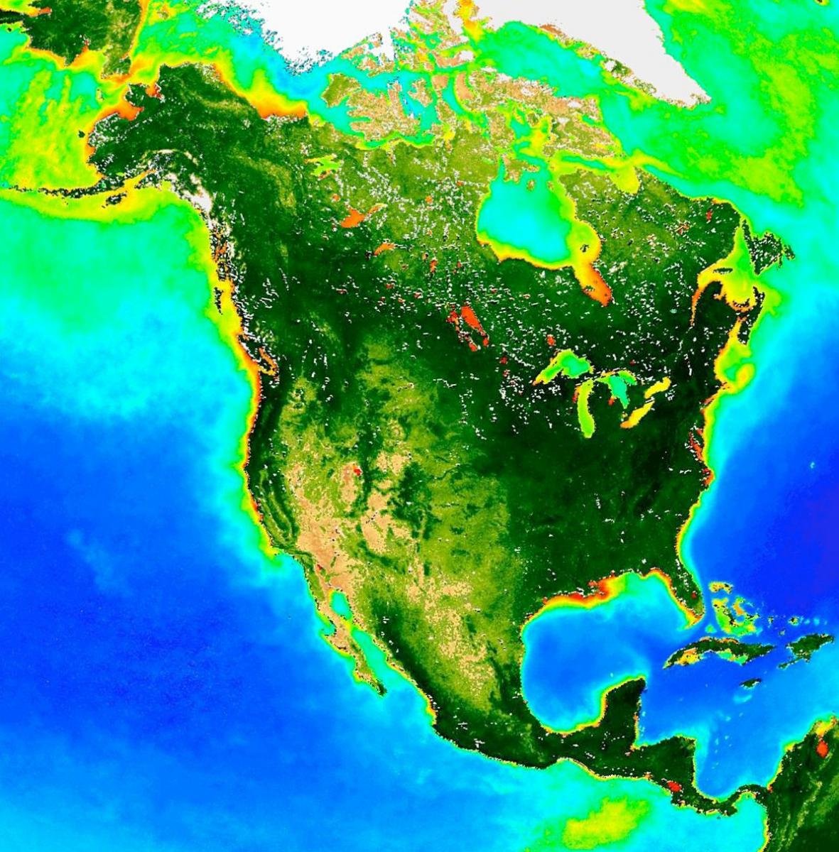 Map of North America showing where carbon cycle research is being done